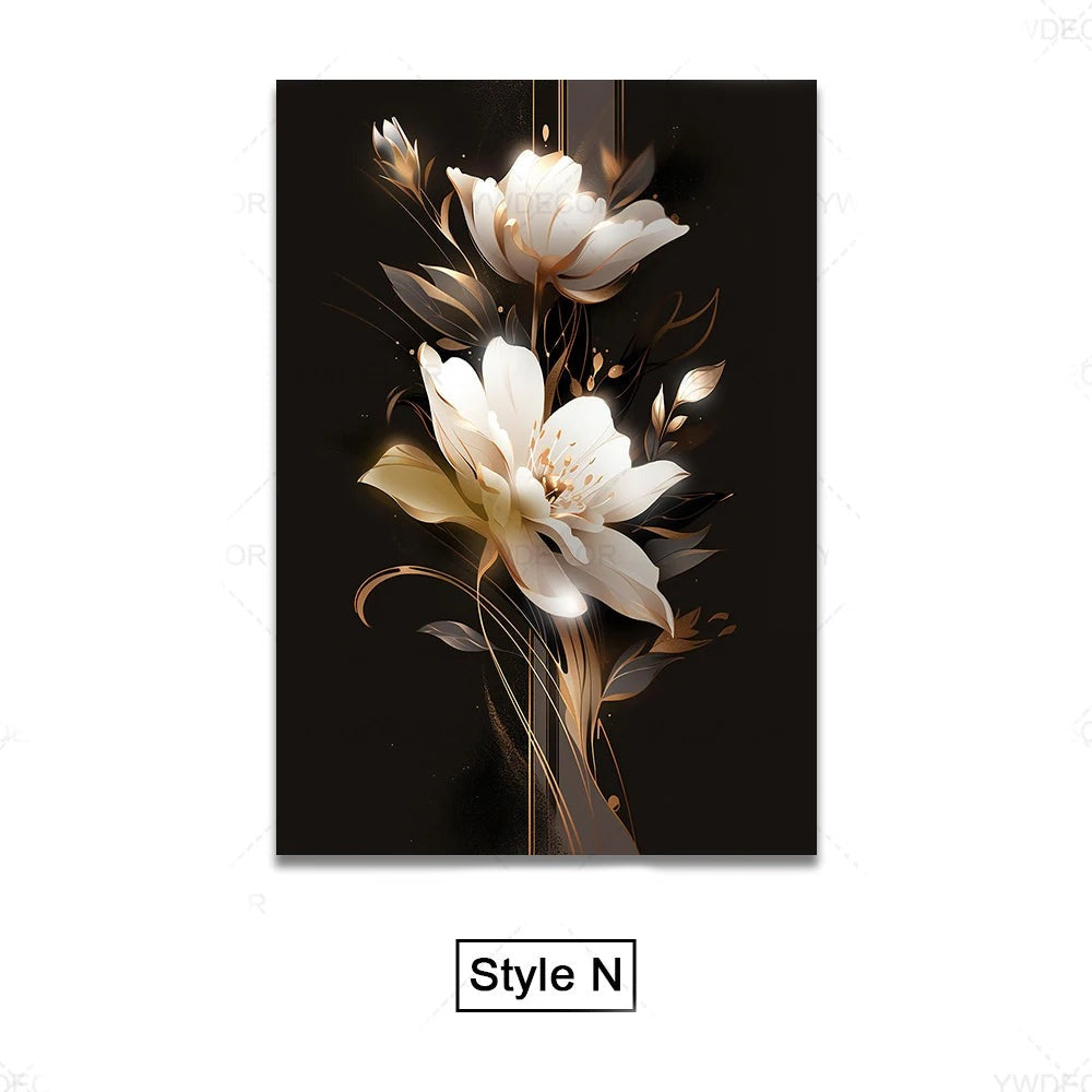 Black Gold Tropical Leaves Wall Art Fine Art Canvas Prints Modern Botanical Pictures for Luxury Living Room Dining Room Home Office Decor | Skanto