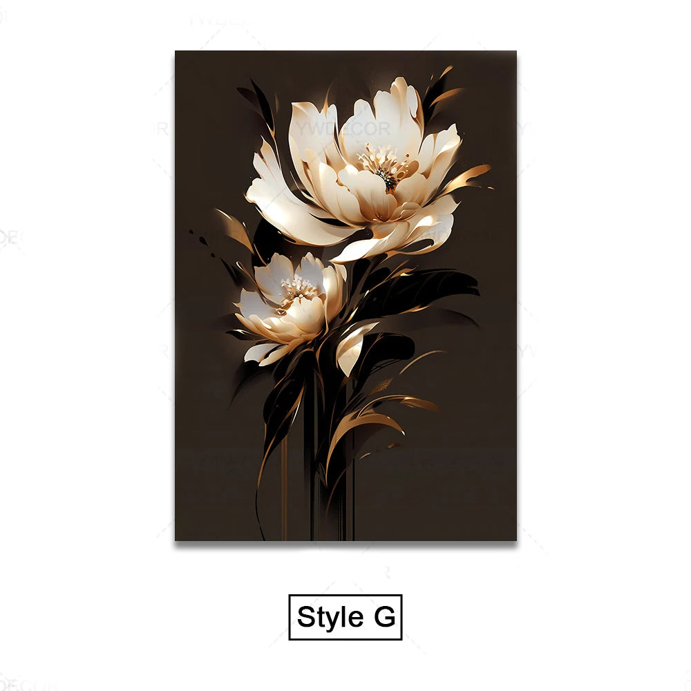 Black Gold Tropical Leaves Wall Art Fine Art Canvas Prints Modern Botanical Pictures for Luxury Living Room Dining Room Home Office Decor | Skanto