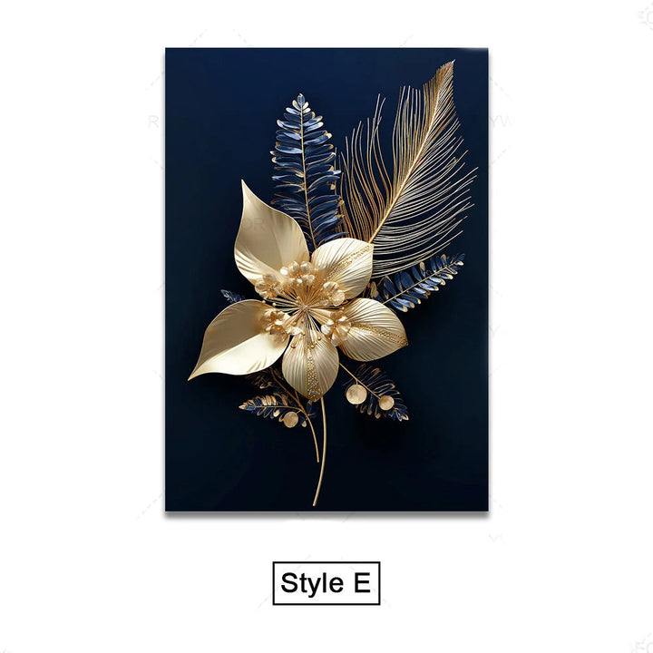 Black Gold Tropical Leaves Wall Art Fine Art Canvas Prints Modern Botanical Pictures for Luxury Living Room Dining Room Home Office Decor | Skanto