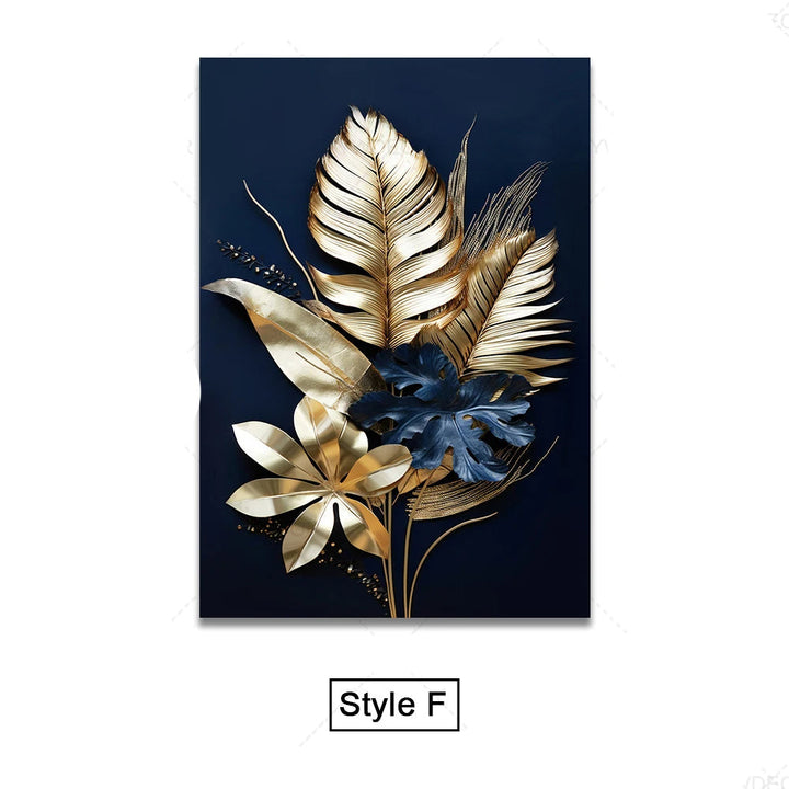 Black Gold Tropical Leaves Wall Art Fine Art Canvas Prints Modern Botanical Pictures for Luxury Living Room Dining Room Home Office Decor | Skanto