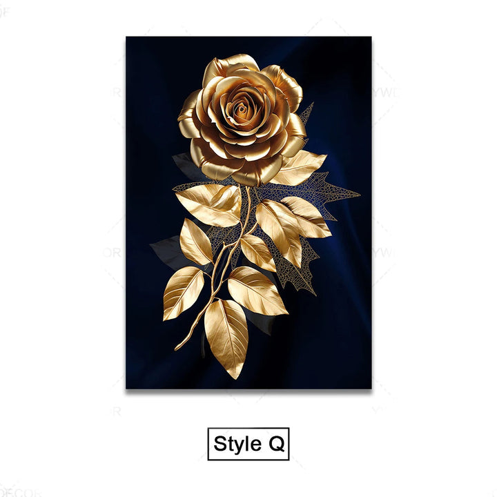 Black Gold Tropical Leaves Wall Art Fine Art Canvas Prints Modern Botanical Pictures for Luxury Living Room Dining Room Home Office Decor | Skanto