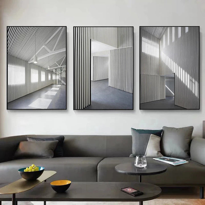 Black White Architectural Interior Wall Art Fine Art Canvas Prints Pictures For Modern Loft Living Room Home Office Decor | Skanto