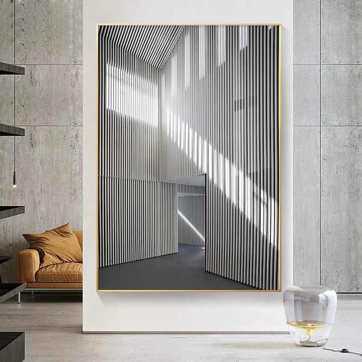 Black White Architectural Interior Wall Art Fine Art Canvas Prints Pictures For Modern Loft Living Room Home Office Decor | Skanto