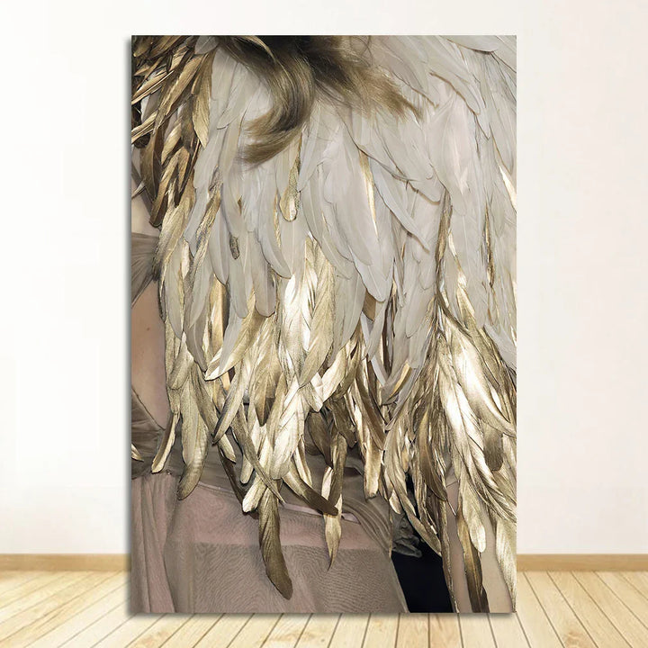 Svart Hvit Gull Fjær Veggkunst Fine Art Lerretstrykk Stilige Plakater Butikk Motebilder For Stue Soverom Hotell Salon Kunst Dekor | Skanto