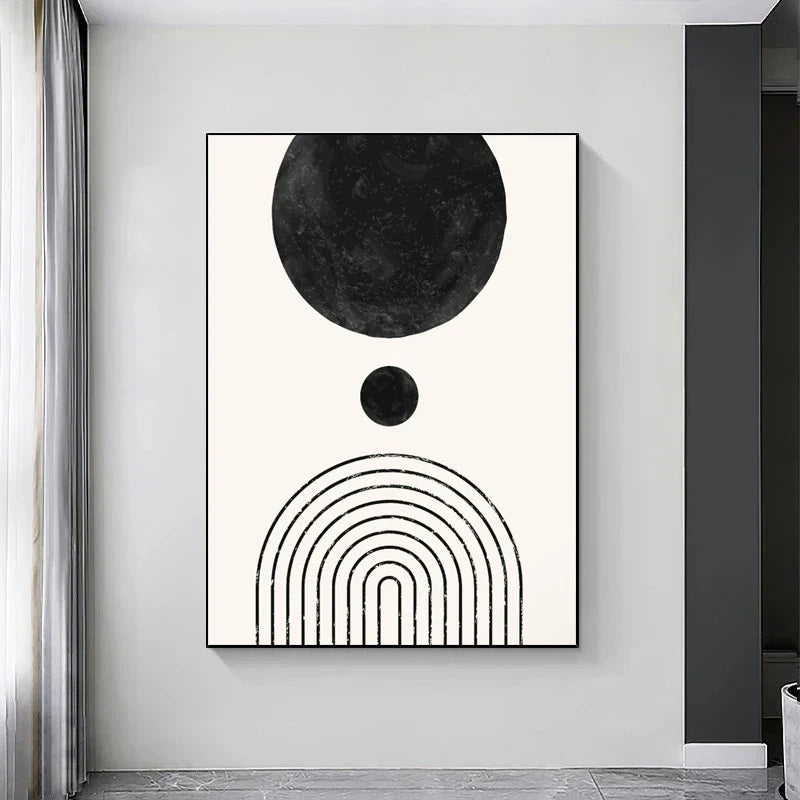 Svart Hvit Minimalistisk Geometrisk Kurver Linjekunst Veggkunst Fin Kunst Lerretstrykk Bilder For Moderne Leilighet Stue Kontor Dekor | Skanto