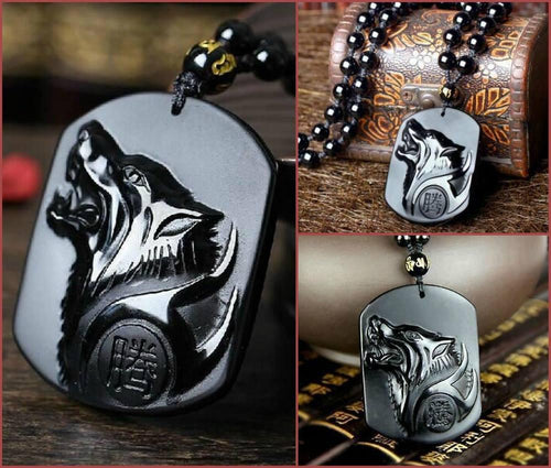Black Wolf Obsidian Halskjede | Skanto