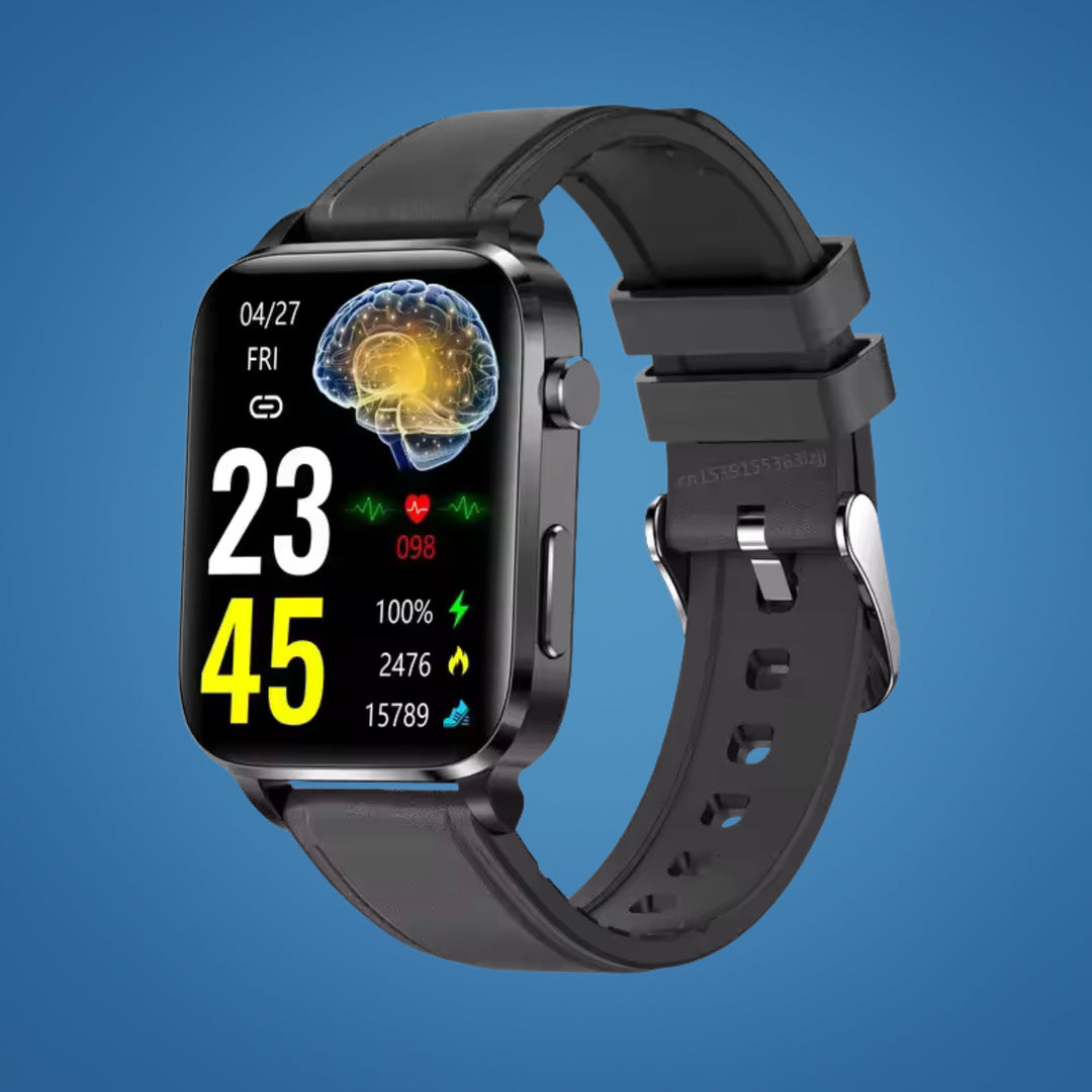 GlucoWell | Ikke-invasiv diabetes-smartklokke – blodsukkermonitor – HD-display – smertefri glukose-sporing for voksne Skanto