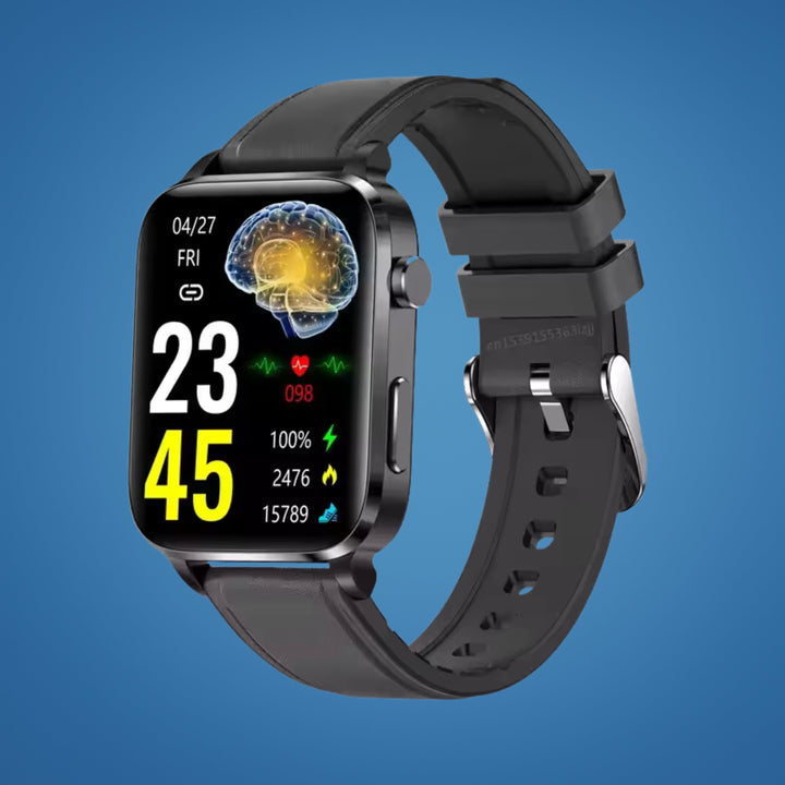 GlucoWell | Ikke-invasiv diabetes-smartklokke – blodsukkermonitor – HD-display – smertefri glukose-sporing for voksne Skanto