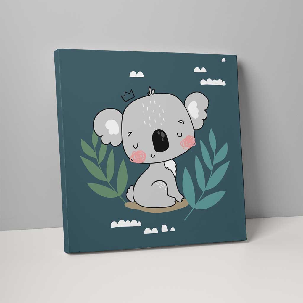 Boho Safari Jungle Koala Turkis og grå på lerret