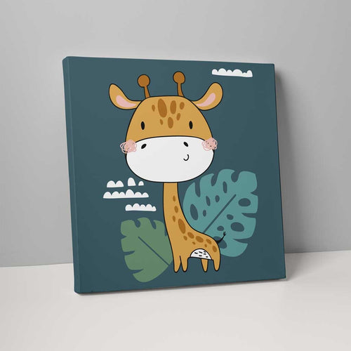 Boho Safari Jungle Giraff Turkis og Gul på Lerret