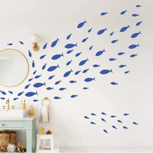 Small Fish Swimming Calming Wall Stickers Removable Peel and Stick PVC Wall Decals for Bathroom Bedroom Creative DIY Home Decor | Skanto