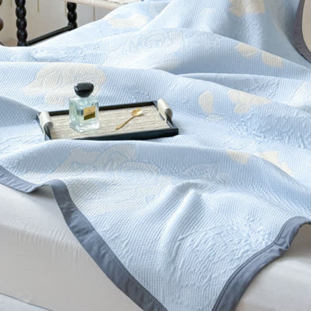 Skanto | Blue Rose Bloom Cotton Blanket