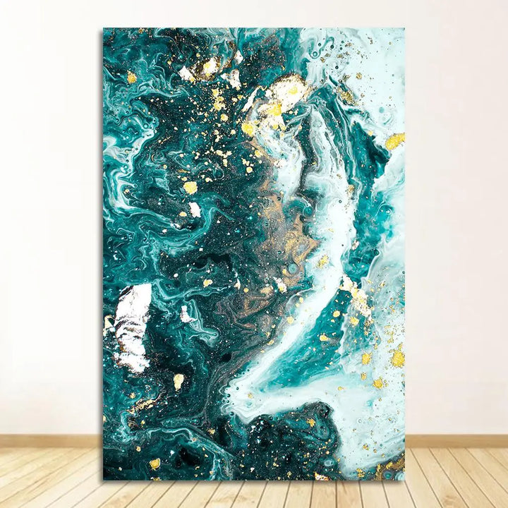 Blå Aqua Grønn Flytende Marmor Trykk Veggkunst Fin Kunst Lerretstrykk Nordiske Bilder Til Stue Soverom Hjemmekontor Kunst Dekor | Skanto