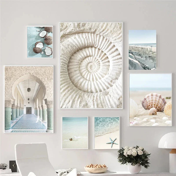 Blauer Ozean Strand Landskap Tropisk Ferie Reise Drømmer Veggkunst Fin Kunst Lærredstrykk Plakat Sommer Galleri Veggbilder for Stue Dekor | Skanto