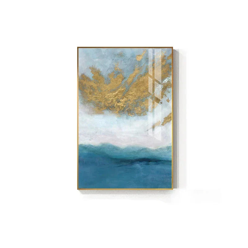 Blått Hav Gyldne Sand Veggkunst Fine Art Lerretsutskrift Nordisk abstrakt Bilder for moderne Leilighet Stue Soverom Entreen Kunst Dekor | Skanto