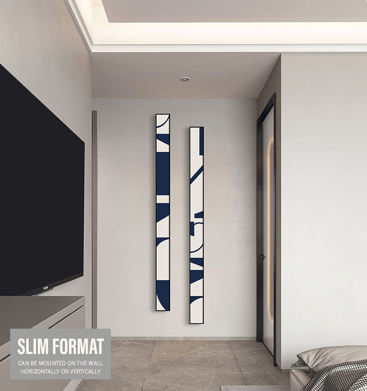 Creative Abstract Blue White Slim Format Wall Art Fine Art Canvas Prints Tall Narrow Wide Format Pictures For Living Room Foyer Stair Wall Decor | Skanto