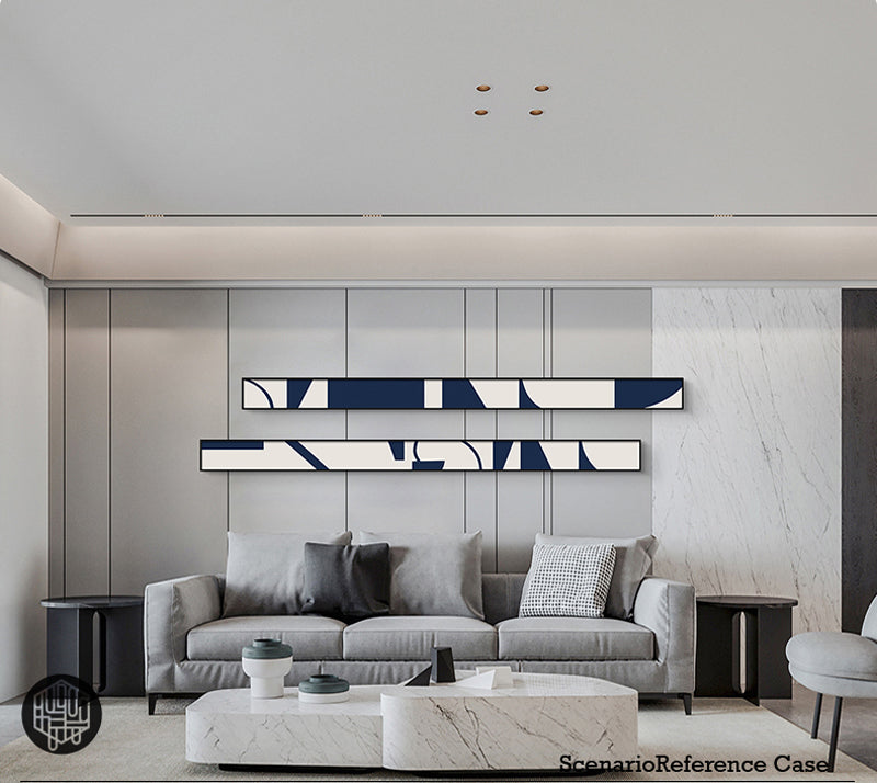 Creative Abstract Blue White Slim Format Wall Art Fine Art Canvas Prints Tall Narrow Wide Format Pictures For Living Room Foyer Stair Wall Decor | Skanto