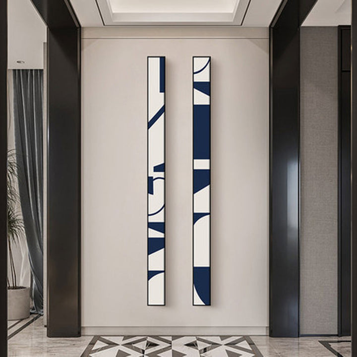 Creative Abstract Blue White Slim Format Wall Art Fine Art Canvas Prints Tall Narrow Wide Format Pictures For Living Room Foyer Stair Wall Decor | Skanto