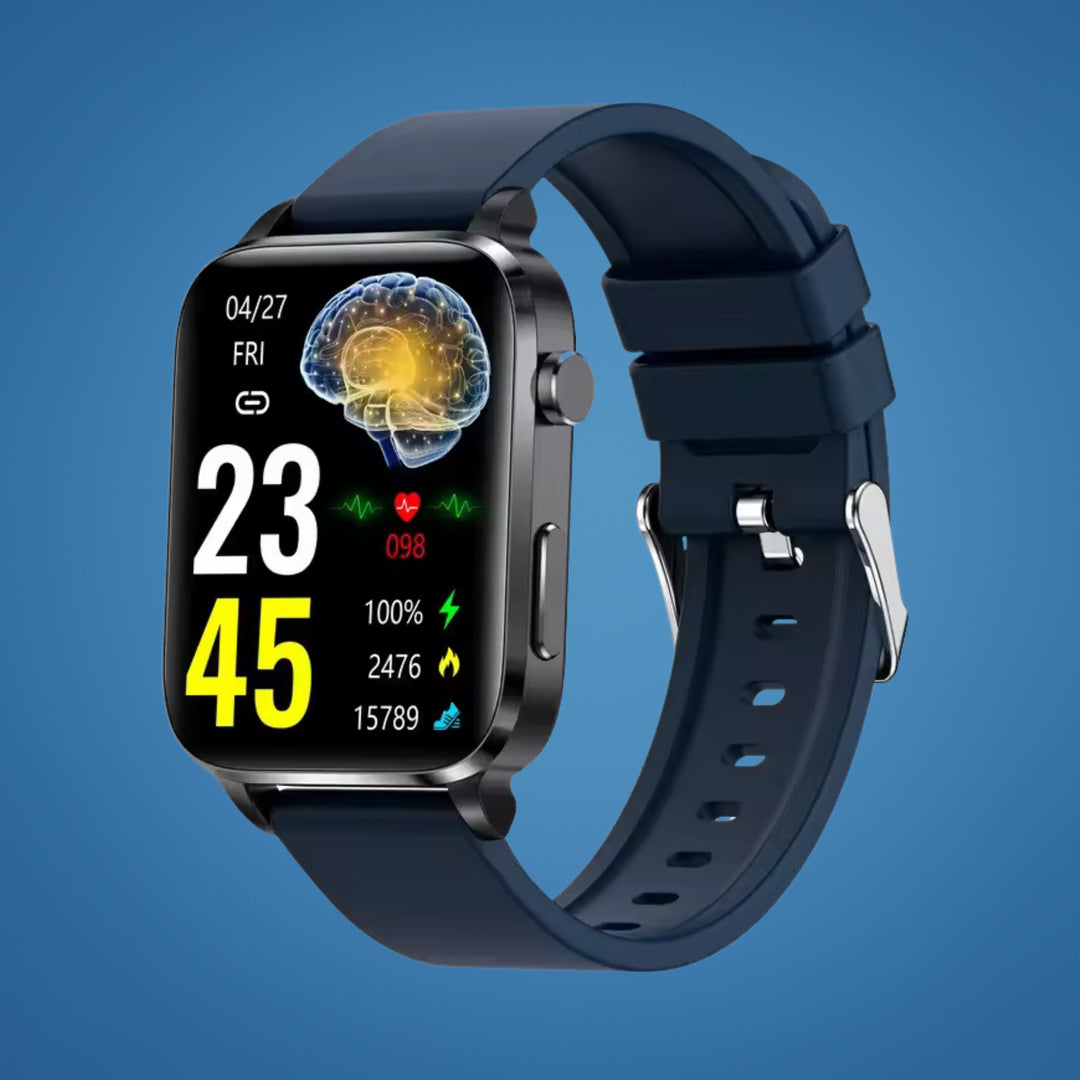 GlucoWell | Ikke-invasiv diabetes-smartklokke – blodsukkermonitor – HD-display – smertefri glukose-sporing for voksne Skanto