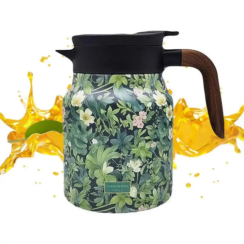 Tekanne i rustfritt stål med blomsterkunst og infusjonsrør - 1000 ml vintage eleganse