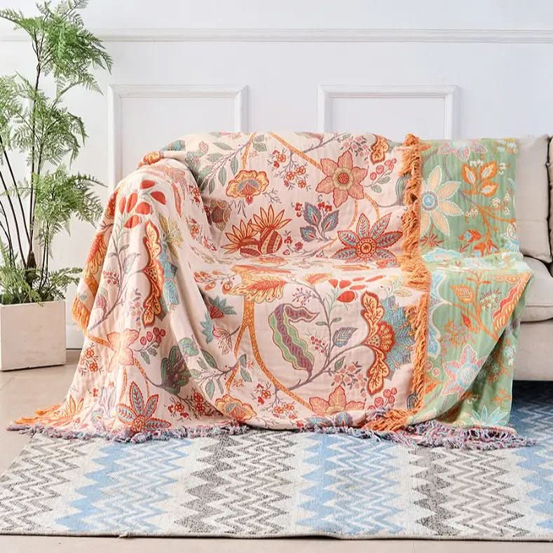 Skanto | Knyttbar bomullsteppe med jacquard og boho-mønster