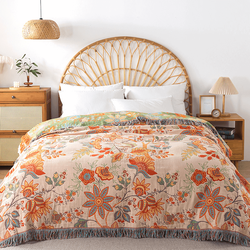 Skanto | Knyttbar bomullsteppe med jacquard og boho-mønster