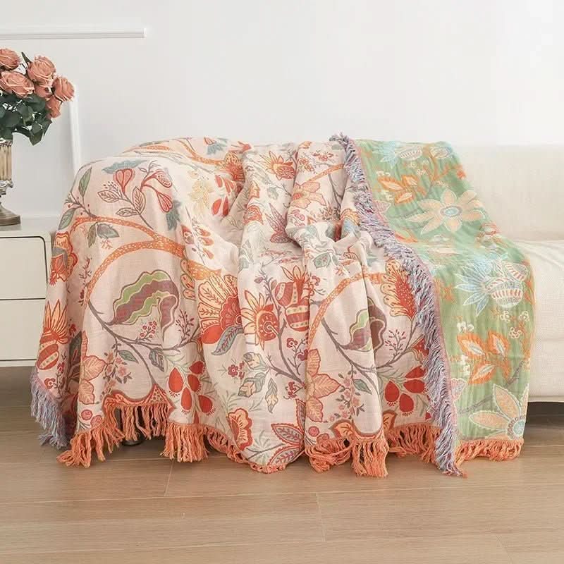 Skanto | Knyttbar bomullsteppe med jacquard og boho-mønster