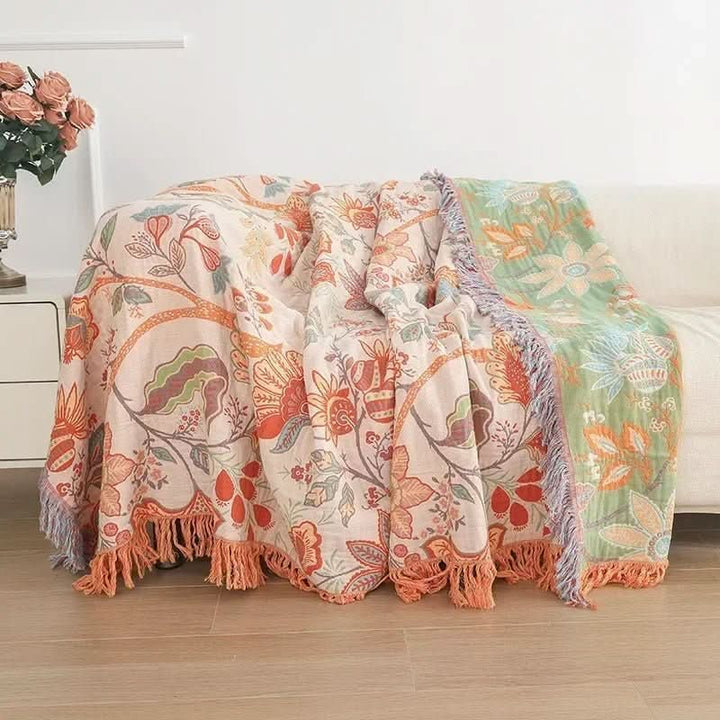 Skanto | Knyttbar bomullsteppe med jacquard og boho-mønster