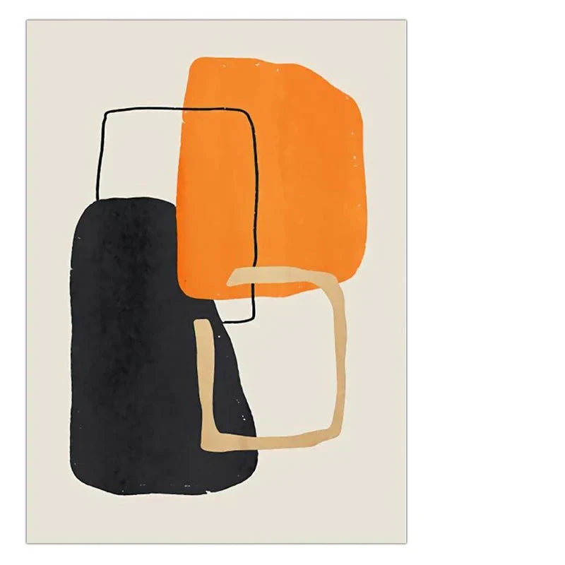 Fet oransje beige svart mosaikk abstrakt veggkunst Fine Art lerretutskrifter bilder for moderne stuekunst for moderne interiører | Skanto