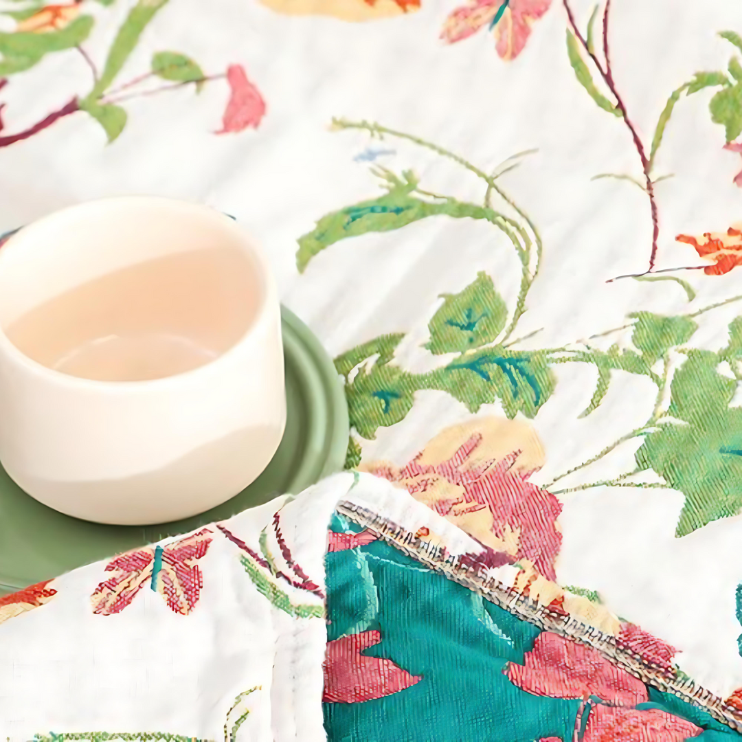 Skanto | Botanic Bluebird Reversibel Bomullspledd