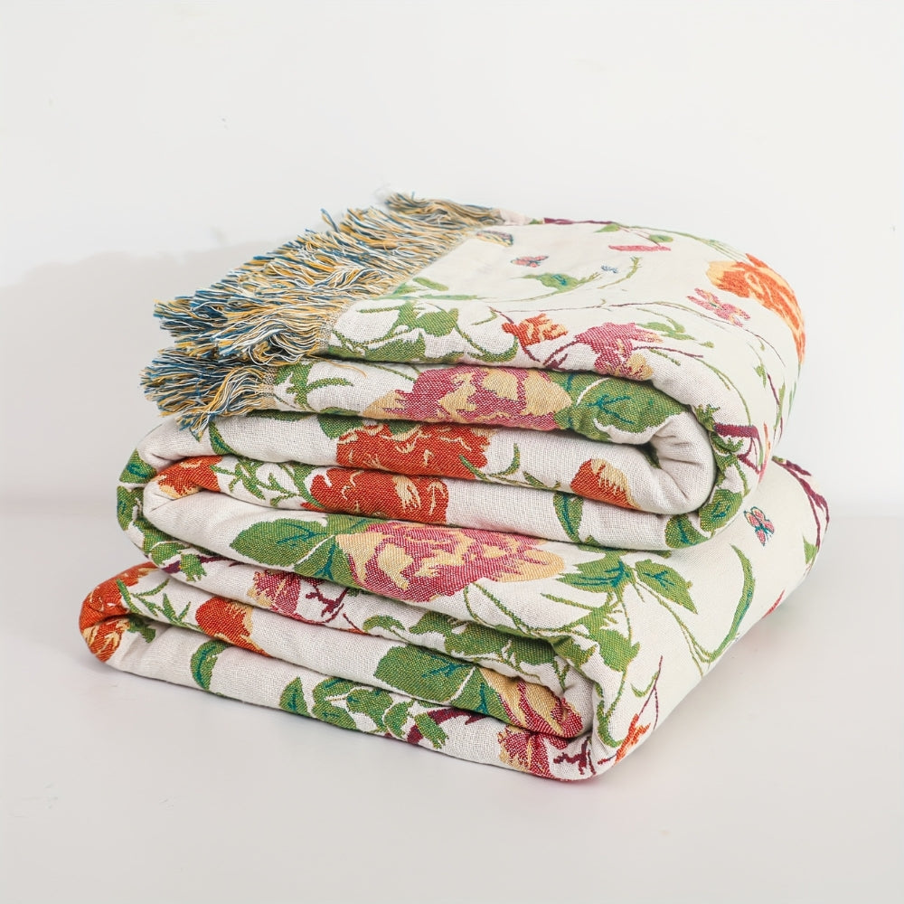Skanto | Botanic Bluebird Reversibel Bomullspledd