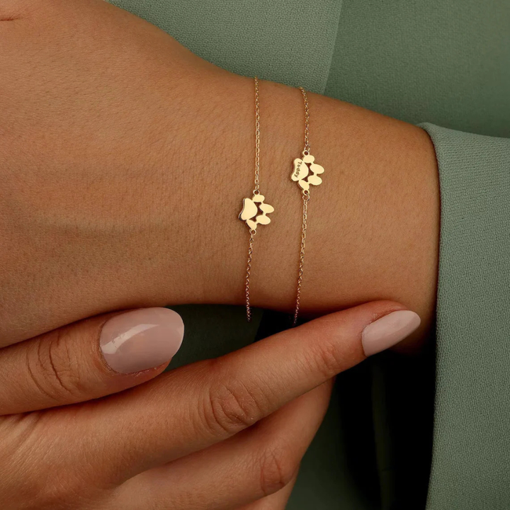 Skanto | Armbånd Personlig Paw Print Gravert Rustfritt Stål Justerbar