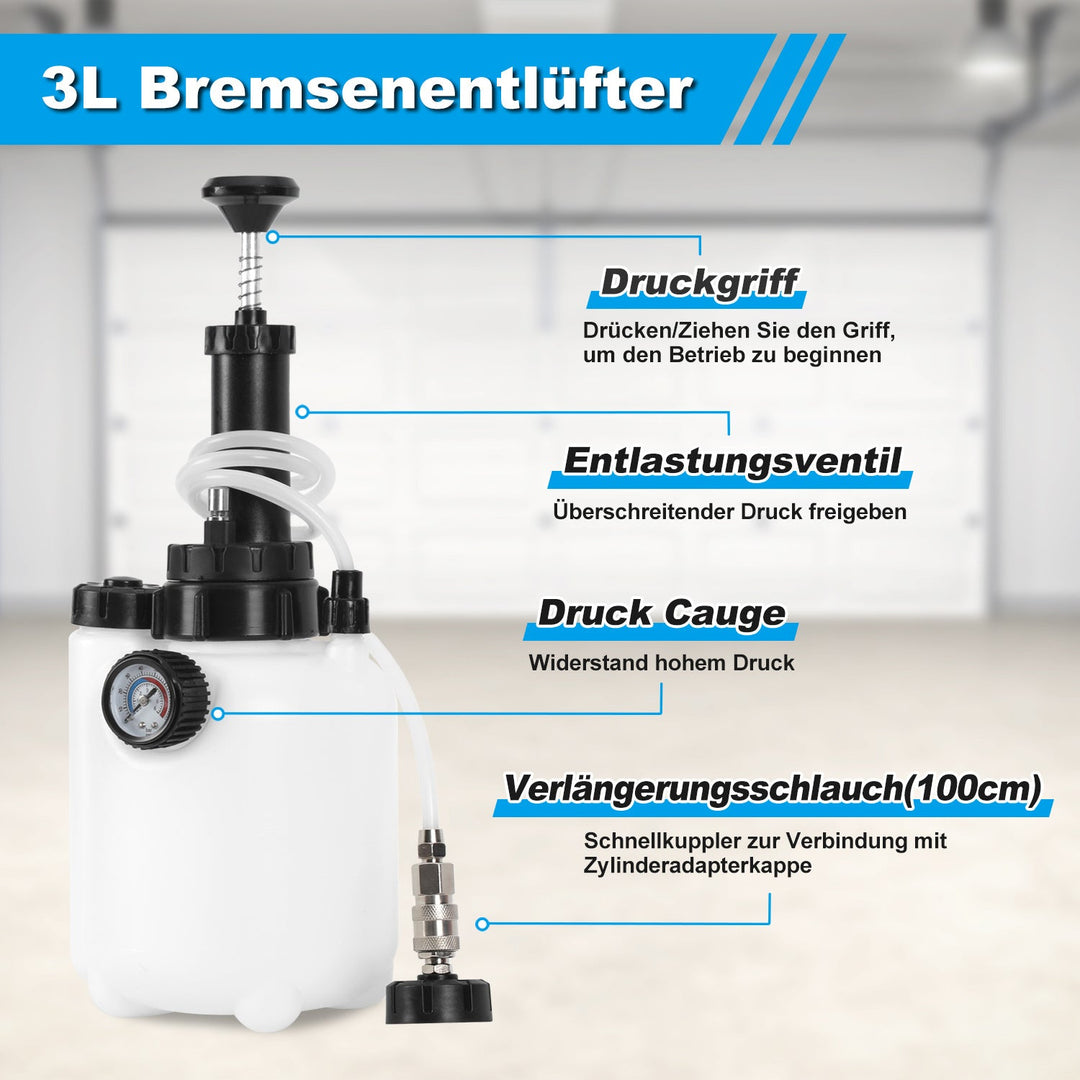 3L bremsevæske bremsebleedingsenhet med 1L sugebeholder | Skanto