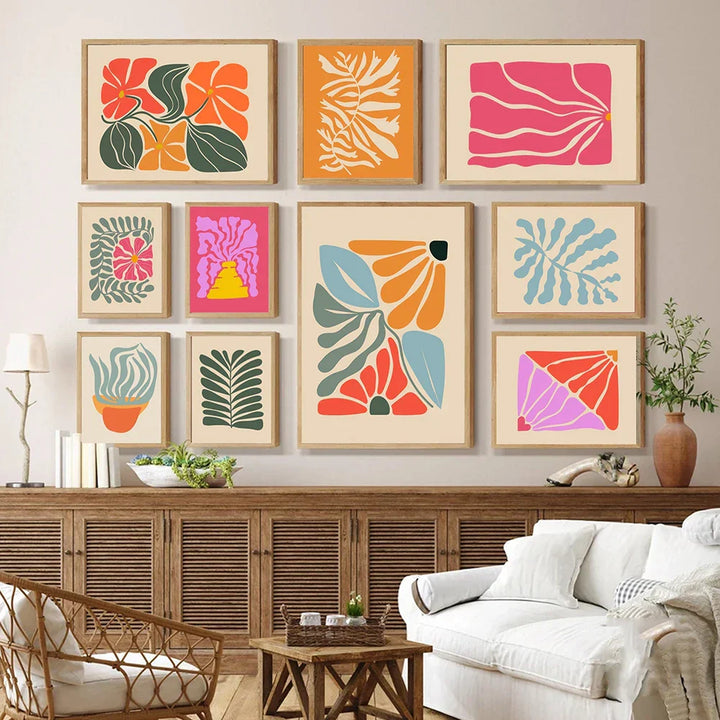 Helle fargerike botaniske abstrakte veggkunst fine kunst lerretsutskrifter levende fargebilder for moderne hjem stue soverom kunst dekorasjon | Skanto