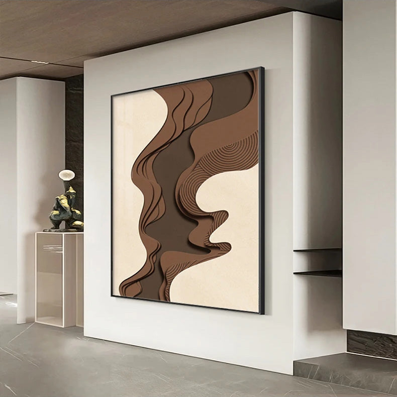 Braun Beige Abstrakte Flytende Konturer Minimalistisk Veggkunst Fine Art Lerrettrykk Bilder For Moderne Leiligheter Stue Kunst For Samtids Interiør | Skanto
