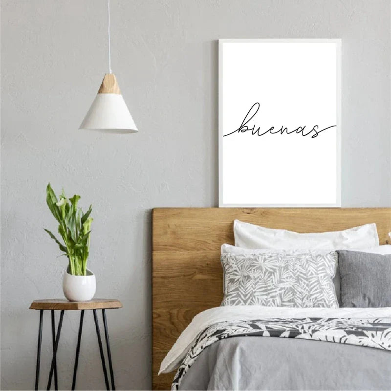 God natt Gute Nacht Spanske sitater Post Enkelt Svart Hvit sitater Veggkunst Fin kunstlerdukker Minimalistiske Nordiske bilder For Soverommet | Skanto