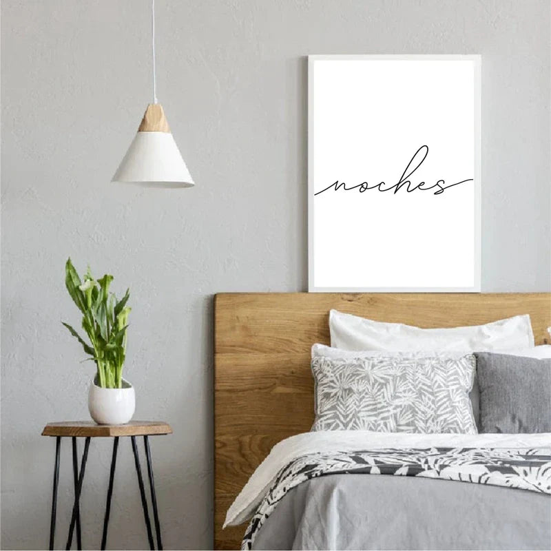 God natt Gute Nacht Spanske sitater Post Enkelt Svart Hvit sitater Veggkunst Fin kunstlerdukker Minimalistiske Nordiske bilder For Soverommet | Skanto