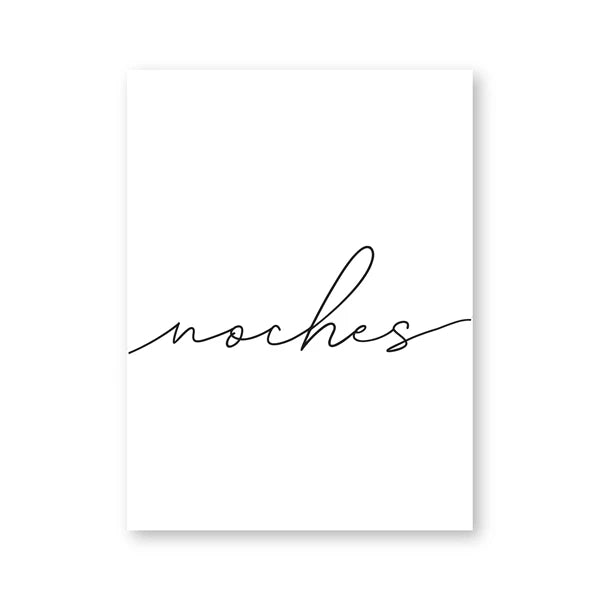 God natt Gute Nacht Spanske sitater Post Enkelt Svart Hvit sitater Veggkunst Fin kunstlerdukker Minimalistiske Nordiske bilder For Soverommet | Skanto