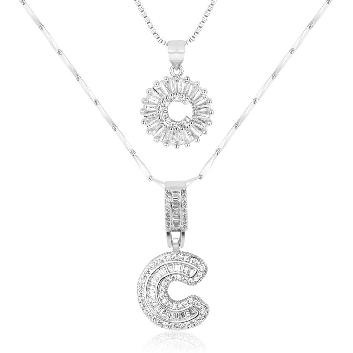 Skanto | 2pc 14k Diamant Bokstav Initial Halskjeder