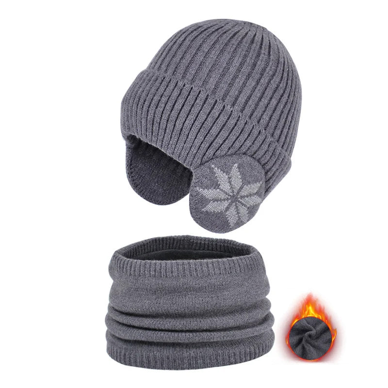 Skanto | Barne Vinter Fleece Skjerf Dress Strikket Lue