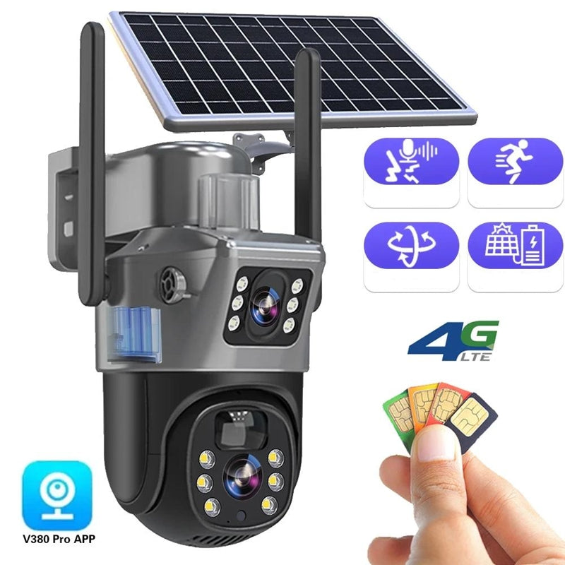 DualGuard Solar 4K – Trådløs 4K sikkerhetskamera med solcellepanel og 4G | Skanto