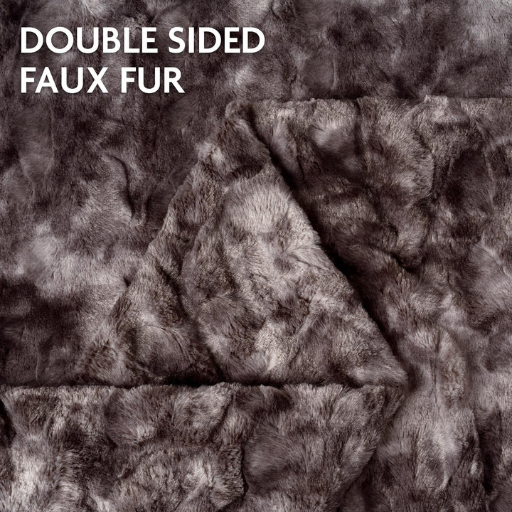 Skanto | Dobbeltsidig oversized ulv faux fur kastepledd