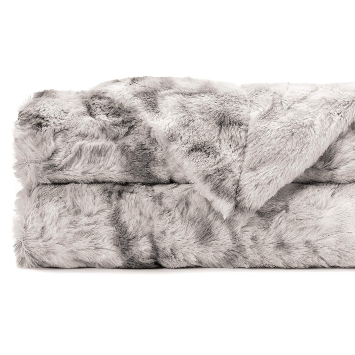 Skanto | Dobbeltsidig oversized ulv faux fur kastepledd