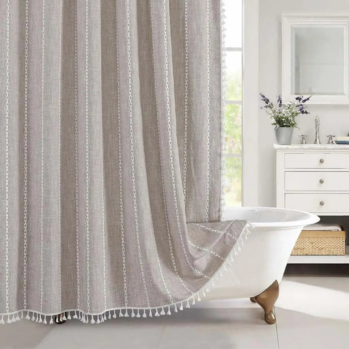 Skanto | Boho-Linen Duschgardin med Frynser