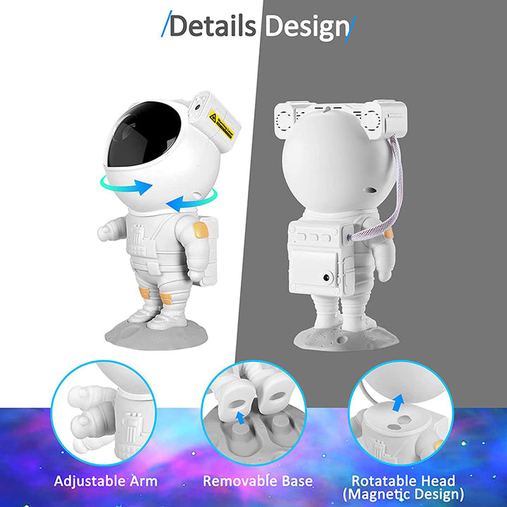 Stjernedryss-LED-projektor – Astronautlampe med 360° roterbart hode og fjernkontroll for soverom og stue