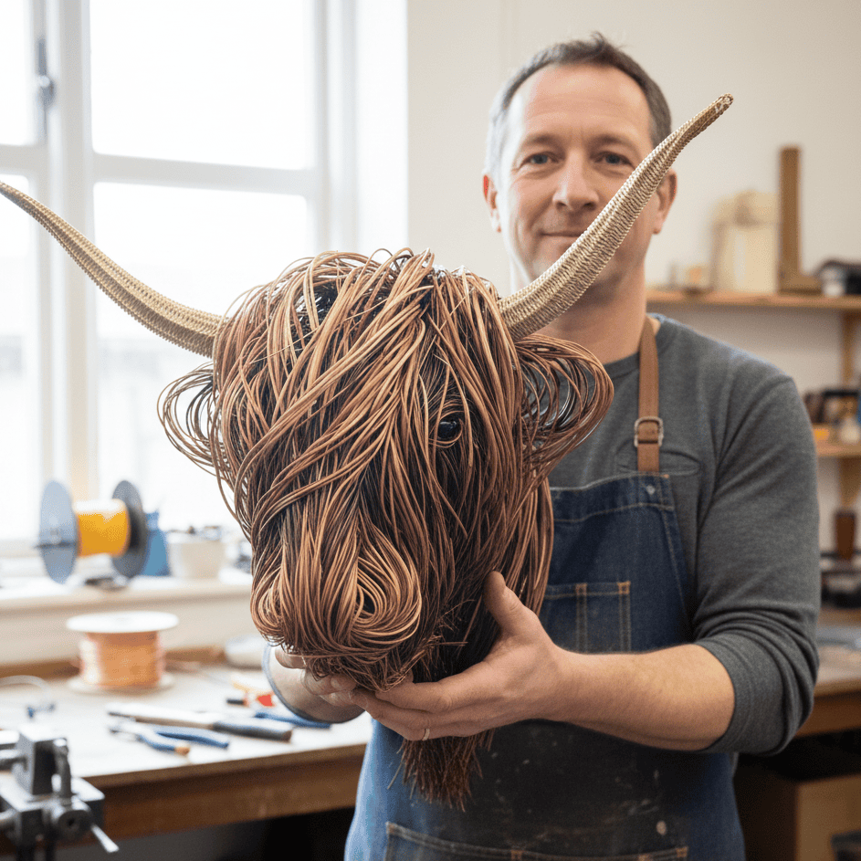 Elegante Kuh-Wandskulptur i Landhausstil