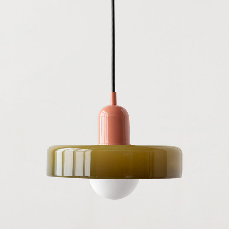 Skanto | Pendellampe laget av farget glass | Elegant hengelampe i Bauhaus-stil | Designlampe for stue og spisestue
