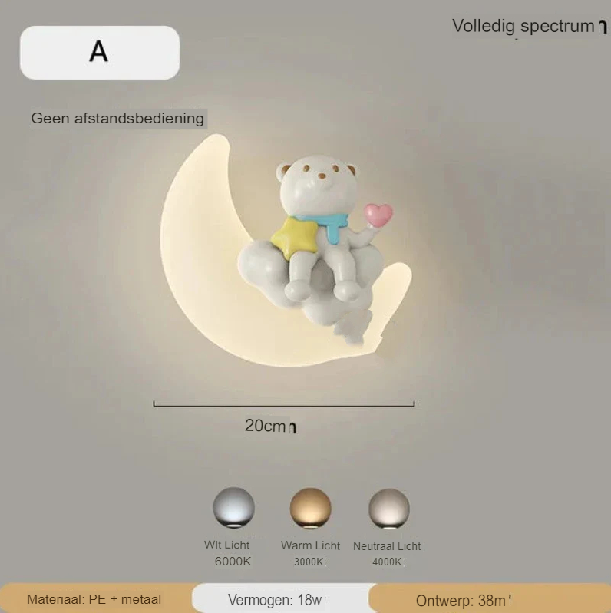 Skanto | Vegglampe Måne | Mild belysning | Høy kvalitet - Noram