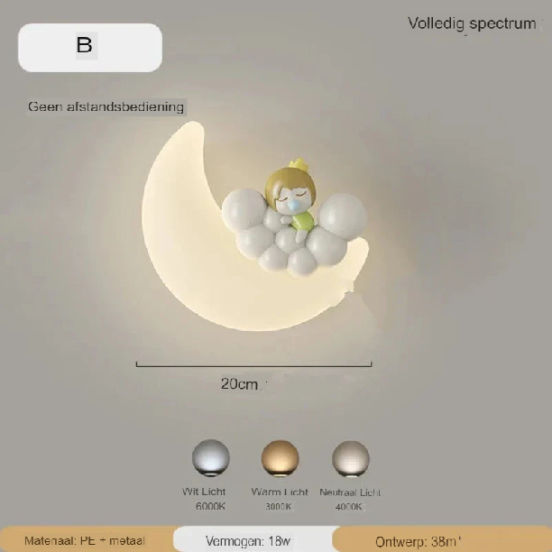 Skanto | Vegglampe Måne | Mild belysning | Høy kvalitet - Noram