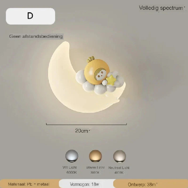 Skanto | Vegglampe Måne | Mild belysning | Høy kvalitet - Noram